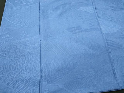 平和屋着物■上質な色無地　吉祥地紋　薄群青色　正絹　逸品　CABJ6983oy