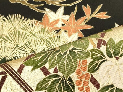 平和屋着物■豪華黒留袖　駒刺繍　籬松葉文　金彩　正絹　逸品　未使用　CABJ6985oy