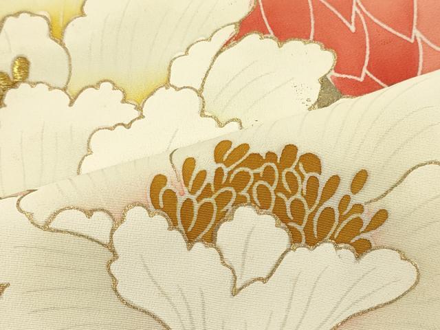 平和屋着物■訪問着　刺繍　草花文　金彩　正絹　逸品　CABJ6986oy