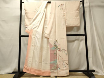 平和屋着物■訪問着　刺繍　誰が袖草花文　金銀彩　正絹　逸品　CABJ6987oy