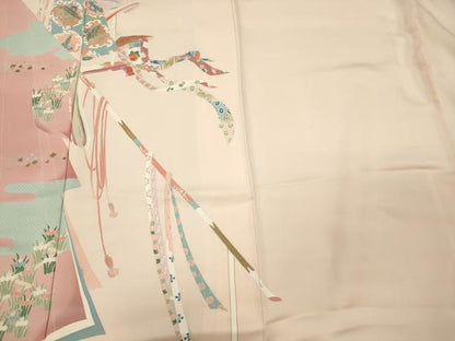 平和屋着物■訪問着　刺繍　誰が袖草花文　金銀彩　正絹　逸品　CABJ6987oy