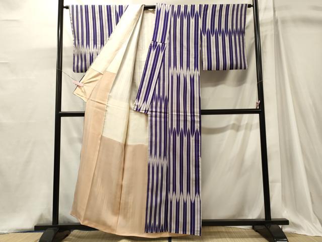 平和屋着物■上質な小紋　縞　正絹　逸品　未使用　CABJ6989oy
