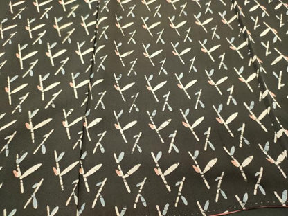 平和屋着物■上質な小紋　枝葉文　黒地　正絹　逸品　CABJ7000oy