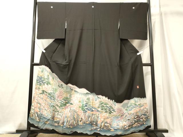 平和屋着物■豪華黒留袖　作家物　遠山草木松文　暈し染め　正絹　逸品　CABJ7002oy