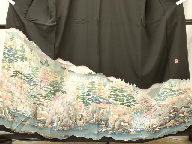 平和屋着物■豪華黒留袖　作家物　遠山草木松文　暈し染め　正絹　逸品　CABJ7002oy