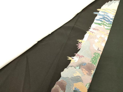 平和屋着物■豪華黒留袖　作家物　遠山草木松文　暈し染め　正絹　逸品　CABJ7002oy
