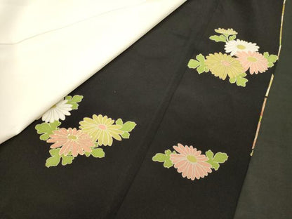 平和屋着物■豪華黒留袖　刺繍　尾長鳥花文　金銀彩　正絹　逸品　CABJ7004oy