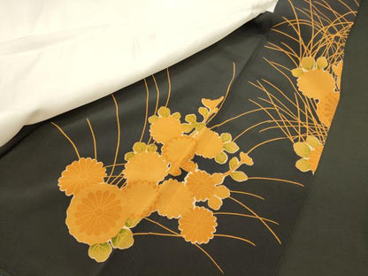 平和屋着物■豪華黒留袖　駒刺繍　菊文　金彩　正絹　逸品　CABJ7005oy