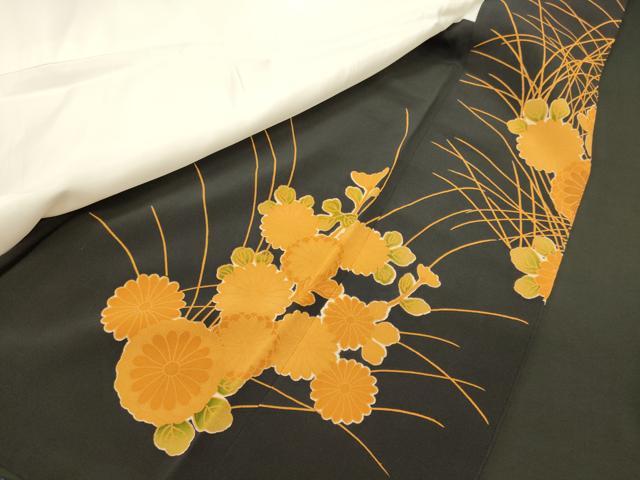 平和屋着物■豪華黒留袖　駒刺繍　菊文　金彩　正絹　逸品　CABJ7005oy