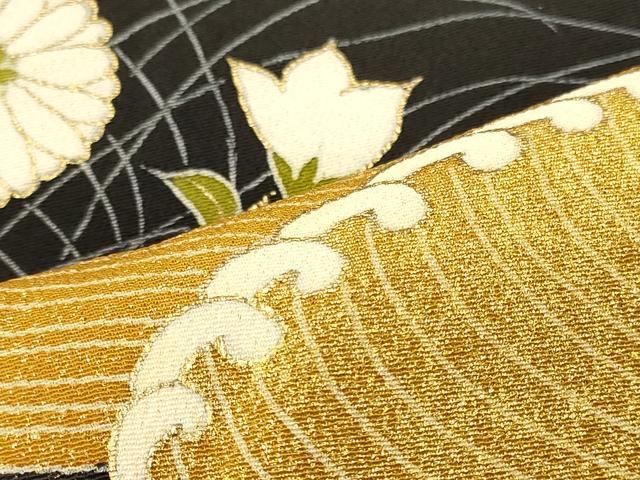 平和屋着物■豪華黒留袖　駒刺繍　立波花文　船　金彩　背抜き仕立て　正絹　逸品　CABJ7006oy