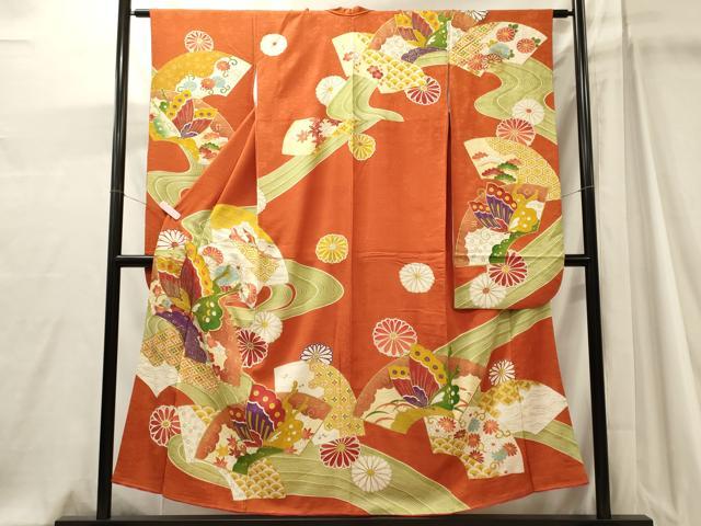 平和屋着物■豪華振袖　駒刺繍　地紙吉祥花蝶文　金彩　正絹　逸品　CABJ7009oy