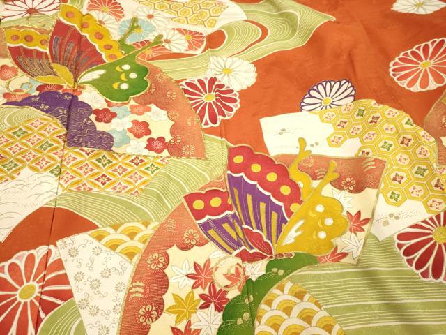 平和屋着物■豪華振袖　駒刺繍　地紙吉祥花蝶文　金彩　正絹　逸品　CABJ7009oy