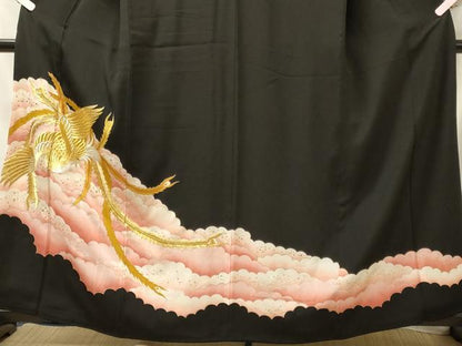 平和屋着物■豪華黒留袖　刺繍　鳳凰雲取り文　暈し染め　金彩　正絹　逸品　CABJ7011oy