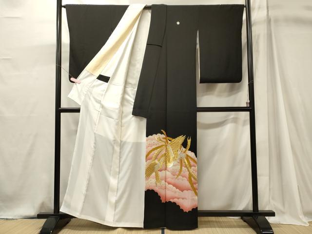 平和屋着物■豪華黒留袖　刺繍　鳳凰雲取り文　暈し染め　金彩　正絹　逸品　CABJ7011oy