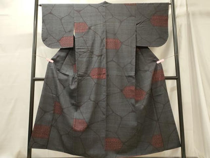 平和屋着物■上質な紬　80亀甲　抽象文様　正絹　逸品　CABJ7015oy