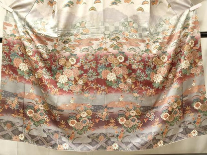 平和屋着物■訪問着　草花文　暈し染め　金彩　正絹　逸品　CABJ7019oy