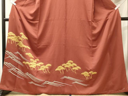 平和屋着物■豪華色留袖　笠松文　金彩　正絹　逸品　CABJ7021oy