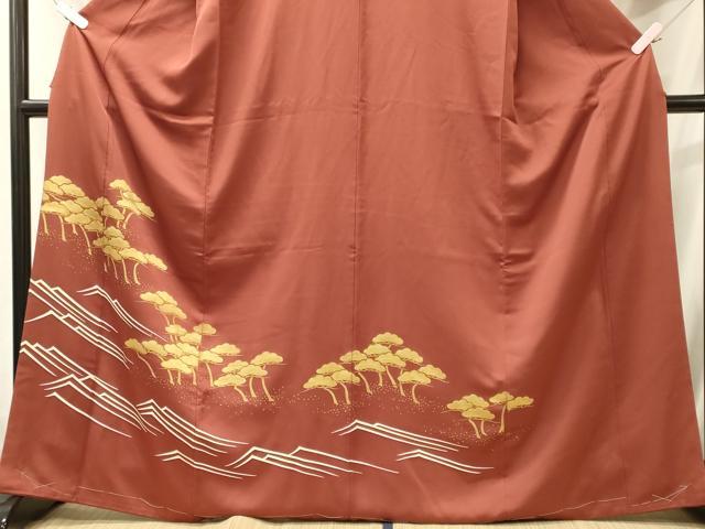 平和屋着物■豪華色留袖　笠松文　金彩　正絹　逸品　CABJ7021oy