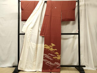 平和屋着物■豪華色留袖　笠松文　金彩　正絹　逸品　CABJ7021oy