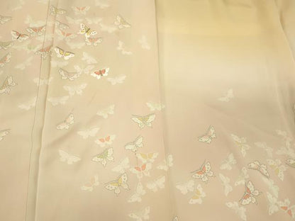 平和屋着物■訪問着　刺繍　舞蝶文　暈し染め　金糸　正絹　逸品　CABJ7023oy