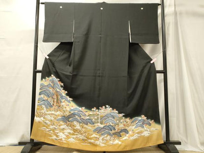 平和屋着物■豪華黒留袖　御所車笠松文　暈し染め　金彩　正絹　逸品　CABJ7026oy