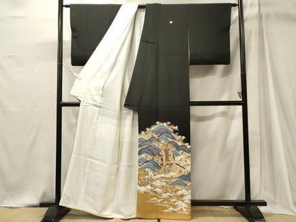 平和屋着物■豪華黒留袖　御所車笠松文　暈し染め　金彩　正絹　逸品　CABJ7026oy