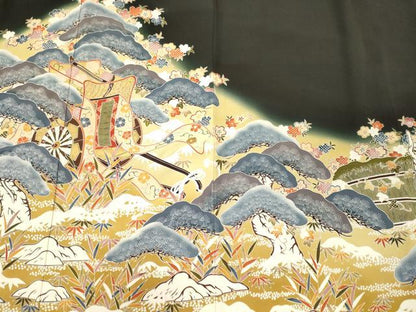 平和屋着物■豪華黒留袖　御所車笠松文　暈し染め　金彩　正絹　逸品　CABJ7026oy