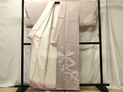 平和屋着物■訪問着　刺繍　飛鶴文　銀彩　正絹　逸品　CABJ7027oy