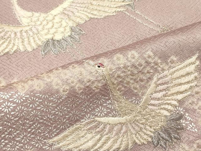 平和屋着物■訪問着　刺繍　飛鶴文　銀彩　正絹　逸品　CABJ7027oy