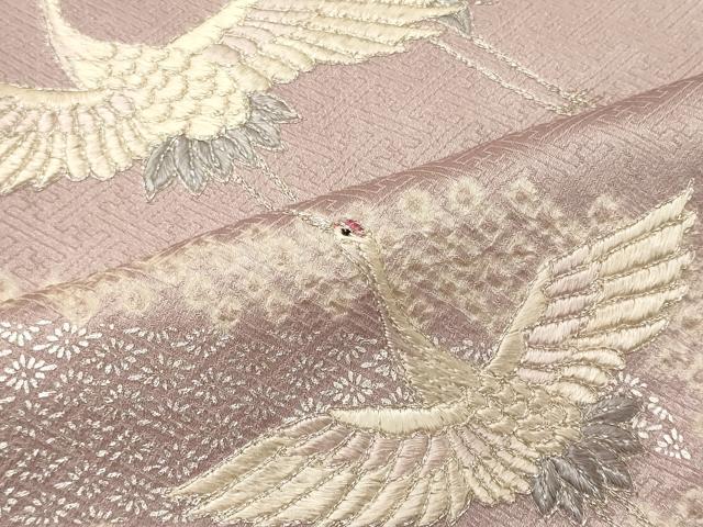 平和屋着物■訪問着　刺繍　飛鶴文　銀彩　正絹　逸品　CABJ7027oy