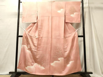 平和屋着物■訪問着　刺繍　仕覆草葉文　暈し染め　金彩　正絹　逸品　CABJ7032oy