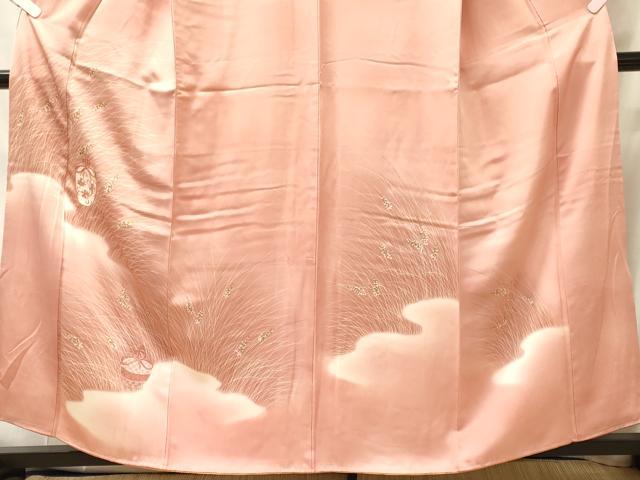 平和屋着物■訪問着　刺繍　仕覆草葉文　暈し染め　金彩　正絹　逸品　CABJ7032oy