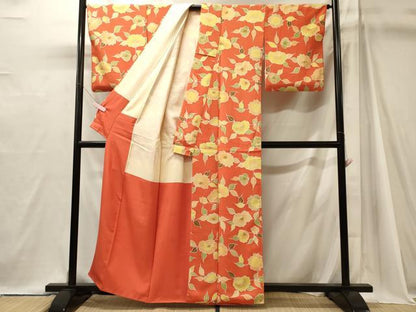 平和屋着物■上質な小紋　草花文　正絹　逸品　CABJ7035oy