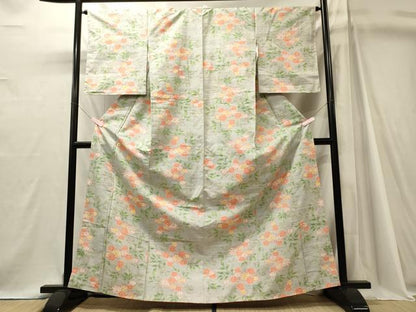 平和屋着物■上質な紬　草花文　正絹　逸品　未使用　CABJ7052oy