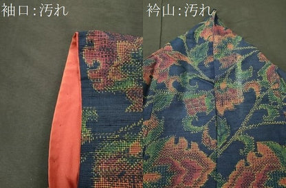 平和屋着物■上質な紬　更紗花唐草文　正絹　逸品　CABJ7054oy