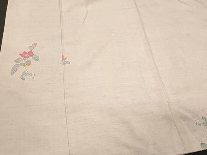 平和屋着物■上質な小紋　友禅　紬地　草花文　正絹　逸品　CABJ7056oy
