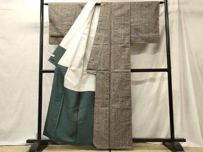 平和屋着物■上質な紬　縞　正絹　逸品　未使用　CABJ7057oy