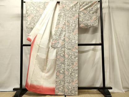 平和屋着物■上質な紬　流線舞花文　正絹　逸品　未使用　CABJ7058oy