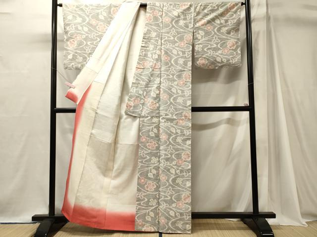 平和屋着物■上質な紬　流線舞花文　正絹　逸品　未使用　CABJ7058oy