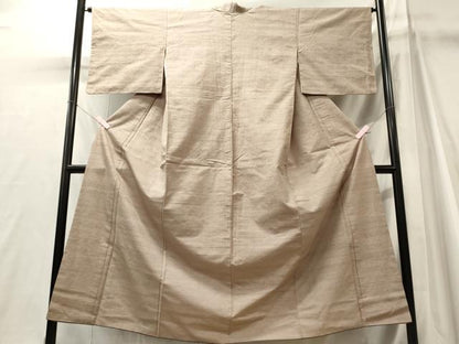 平和屋着物■上質な紬　色無地　亜麻色　正絹　逸品　CABJ7063oy