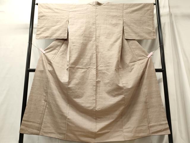 平和屋着物■上質な紬　色無地　亜麻色　正絹　逸品　CABJ7063oy