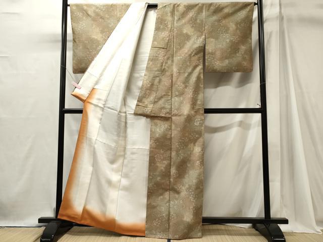 平和屋着物■上質な紬　花唐草文　正絹　逸品　CABJ7064oy