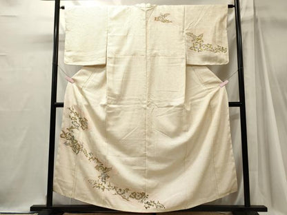 平和屋着物■訪問着　手描き　総絞り　草花文　金銀彩　正絹　逸品　未使用　CABJ7065oy
