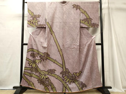 平和屋着物■訪問着　総絞り　笹竹文　正絹　逸品　CABJ7066oy