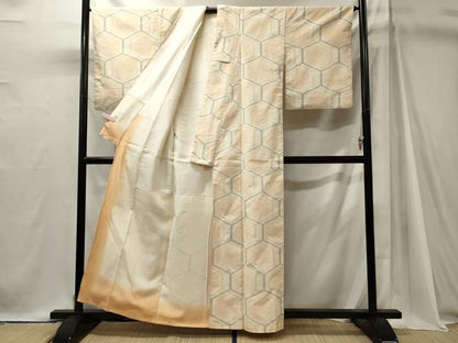 平和屋着物■上質な紬　亀甲文　正絹　逸品　CABJ7070oy