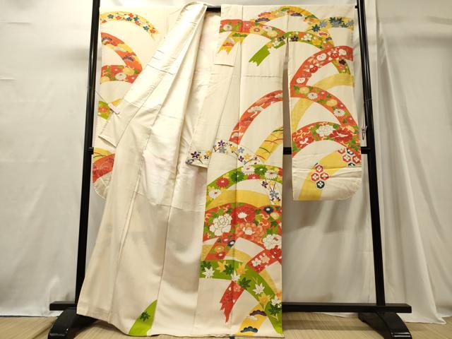 平和屋着物■豪華振袖　駒刺繍　花唐草松文　金彩　正絹　逸品　CABJ7073oy