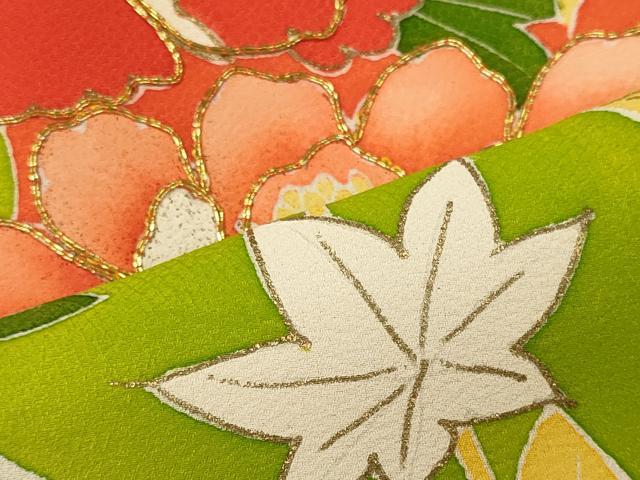 平和屋着物■豪華振袖　駒刺繍　花唐草松文　金彩　正絹　逸品　CABJ7073oy