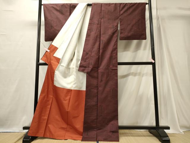 平和屋着物■上質な紬　亀甲重ね　正絹　逸品　CABJ7074oy
