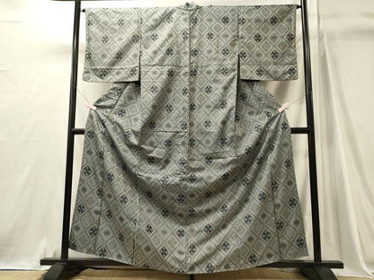 平和屋着物■上質な紬　菱文　正絹　逸品　CABJ7077oy