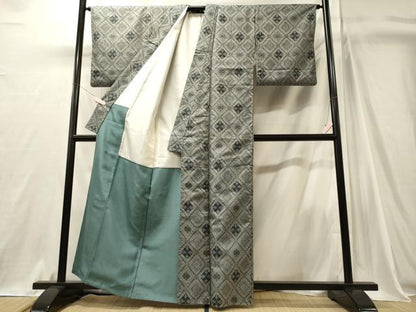 平和屋着物■上質な紬　菱文　正絹　逸品　CABJ7077oy